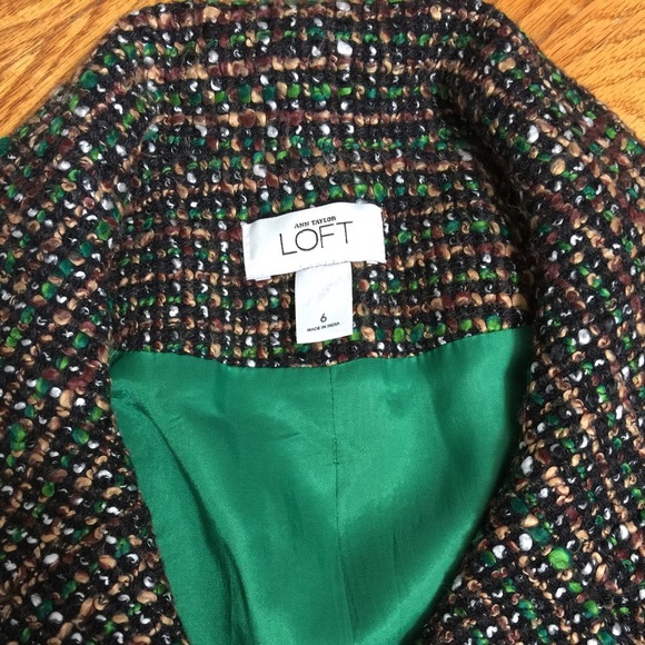 Ann Taylor Black Green Speckled Cropped Jacket 6 - Picture 5 of 8